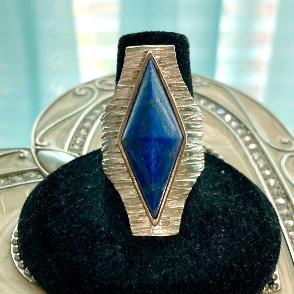Jay king Blue Lapis Lazuli Silver Geometric Ring 8 Euc
